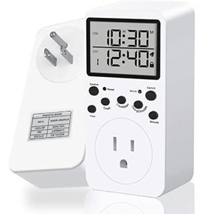 Digital Electronic Outlet Programmable Plug Timer 3-Prong LCD Display
